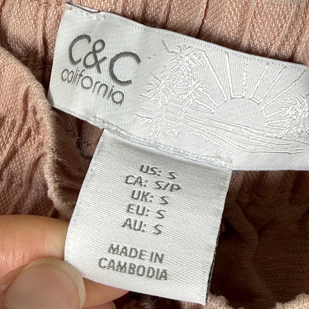 C&C California Womens Ombre Linen Blend‎ Drawstring Shorts Pink Brown Small - Picture 2 of 9